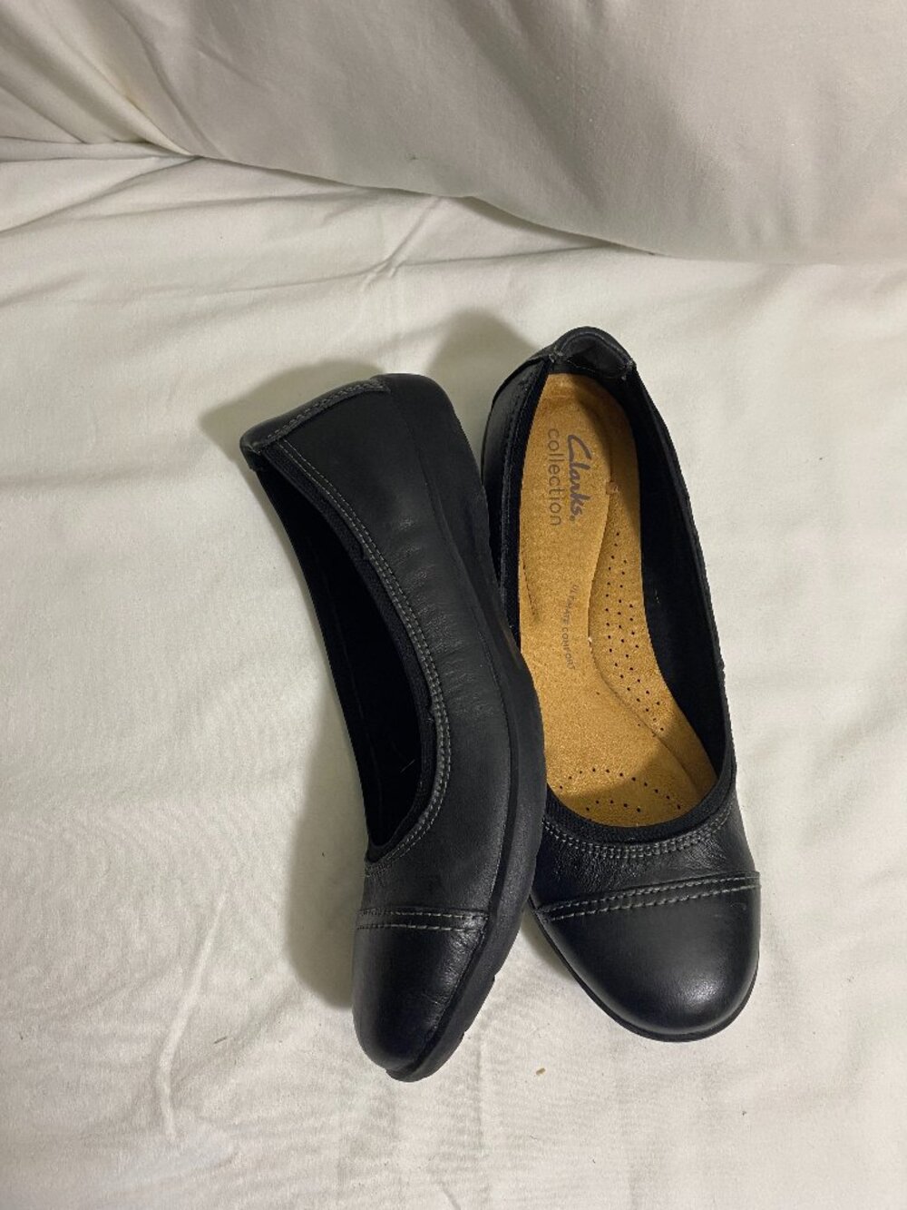 Clarks Collection Black Leather Ballet Flats Womens Size 8.5 Ultimate Comfort
